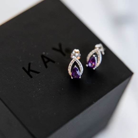 Kay Jewelers Jewelry - LAST PR ~ CROSS POSTED Kay Jewelers Amethyst & White Sapphire Stud Earrings